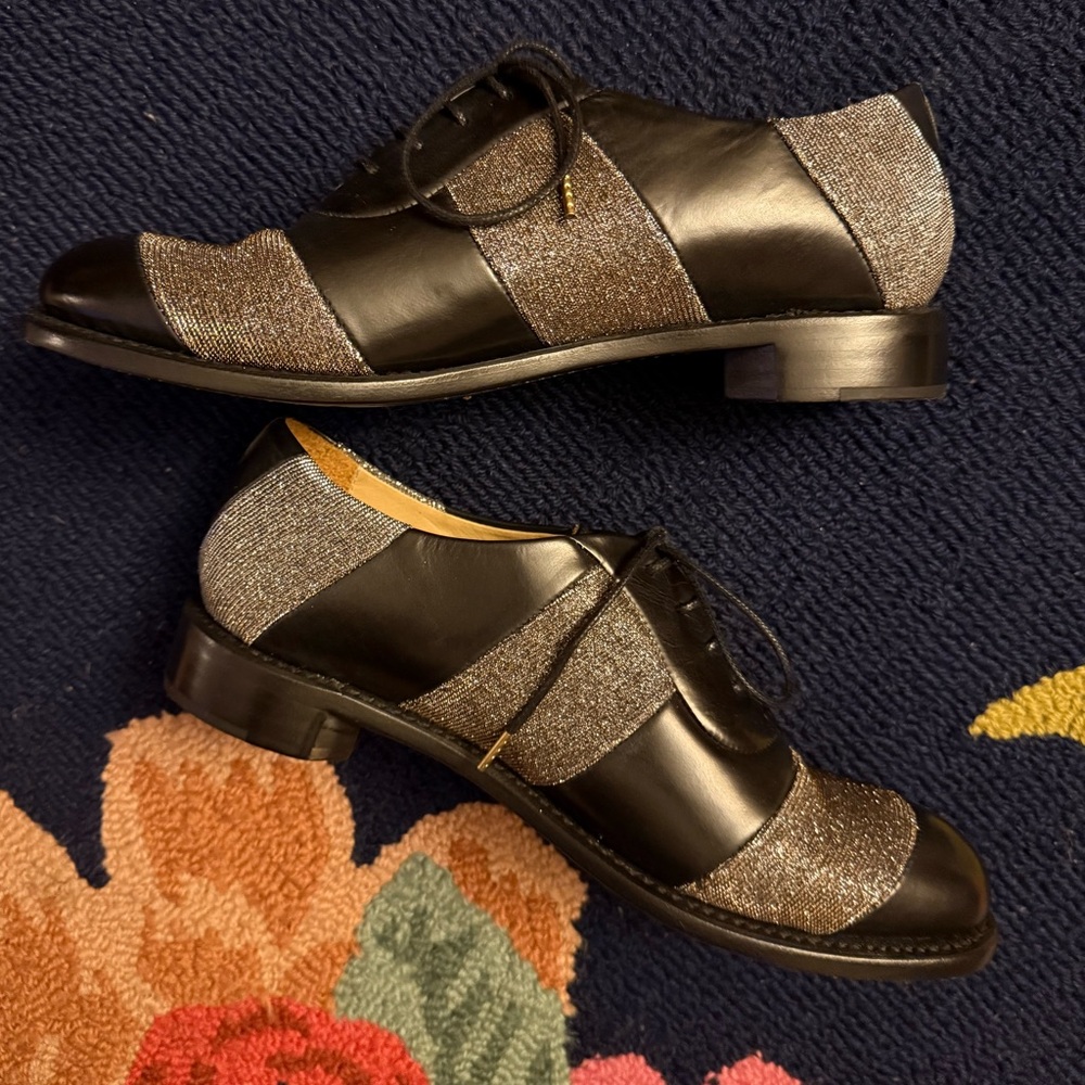 The Office of Angela Scott Mr. Smith Stripe Oxford In Black Metallic - Picture 2 of 13